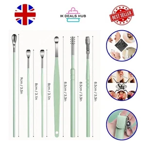 6pcs Ear Pick Cleaning Set Spiral Tool Spoon Ear Wax Remover Cleaner Curette Kit - Picture 1 of 18