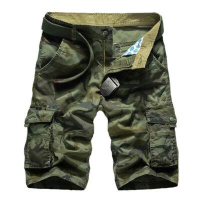 Pantalones Cortos de Camuflaje del Ejército para Hombres Pantalones Cortos de Carga Medio Pantalones Cortos Informales de Verano Foto 1 de 4