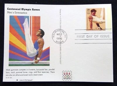 Scott UX259 FDC Mens Gymnastics Summer Olympics Type Post Card Fleetwood Cachet - Image 1 of 3