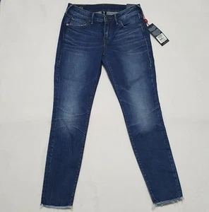 NEW TRUE RELIGION Sz 26 Jeans Women $269 JENNIE CURVY SKINNY Denim Mid Rise Fray - Picture 1 of 11
