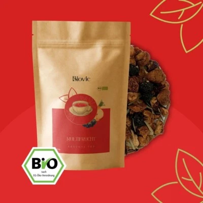 Multifrucht Bio Früchtetee mit Apfel Orange Koffeinfrei lose aromatisch Biovic - Bild 1 von 4