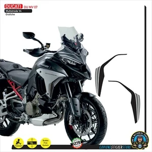 2 ADESIVI DUCATI MULTISTRADA V4 E V4S PANNELLO LATERALE NERO E GRIGIO DU MV 07 - Picture 1 of 2