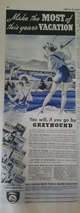 1938 Greyhound bus woman fisherman hooking a man fishing vintage ad - Picture 1 of 1