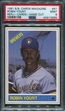 PSA 9 MINT 1991 BB CARDS MAGAZINE REPLI-CARDS ROBIN YOUNT #41 BREWERS 13995 B214