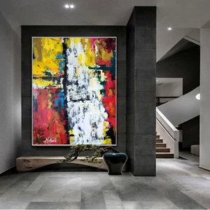 Venta Pintura Abstracta Colores Rojo Amarillo HECHA A MANO 60H X 48W 3.495 Ahora 1.795 - Imagen 1 de 17