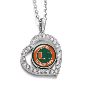 Spec Miami Hurricanes Womens Sterling Silver Link Chain Necklace And Pendant D19 - Picture 1 of 5