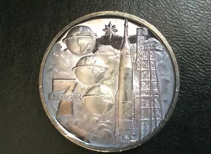1969-71 Danbury Mint Mercury Atlas 6 Glenn Men in Space Silver Medal A0216 - Picture 1 of 4