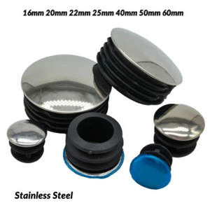 16mm ~ 60mm Round Blanking End Cap Tube Plug Inserts Pipe Cover Stainless Steel - Picture 1 of 14