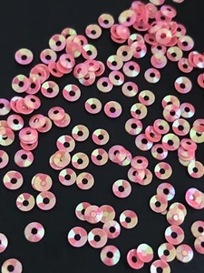 Sequins 3mm Rose Pink AB Rainbow Tiny Coolie Hat Cup Doll Size Choose Pack Size - Picture 1 of 2