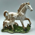 Vintage Ceramic Horse and Foal Figurine Statue Mid Century Japan Home Decoration