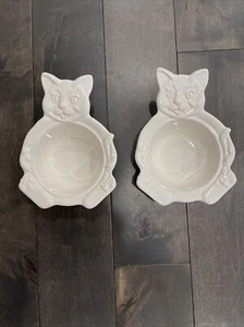 phaltzgtaff Kitty Cat Figurine Novelty Dishes Bowls Pair Of 2 Cream/white - Picture 1 of 14