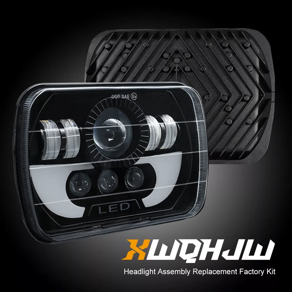 Faro LED de haz alto/bajo luces H4 para Mazda RX-7 1986-1991 negro 5x7" 7X6 pulgadas Foto 1 de 4