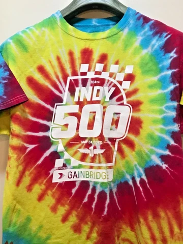 Indycar Authentic Apparel T-Shirt Tie Dye Sz L 2020 104th Sato Dixon Rahal *Rare Cover