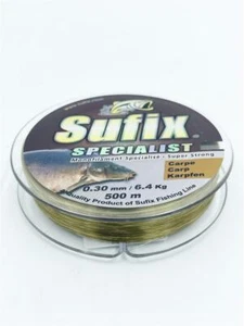 Sufix Specialiste Carpe Marron Ligne de Pêche 0,30mm 6,40Kg 500m Fil pour Carpes - Photo 1/3