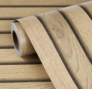 Beige Holzoptik Klebetapete 3D Holzplatte Wandbohlen 3D Aufkleber, 5m - Bild 1 von 8