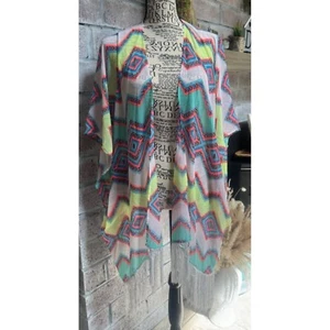 OP Kimono Swim Suit Cover up Womens XL (15-17) Chevron/Geometric Colorful - Picture 1 of 8