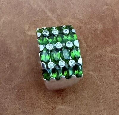 HSN 设计师 4 行镀铬透视石纯银戒指 尺寸 6.25 — 第 1/4 张图片