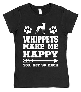 Whippets Make Me Happy Funny Whippet Camiseta Whippet Dueño Regalo para Amante de Perros - Imagen 1 de 2