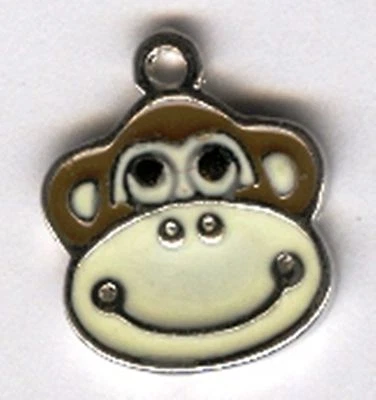 Berloque ou pingente de liga de cabeça de macaco feliz. Conjunto de 1. - Imagem 1 de 4