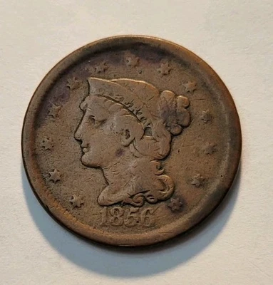 1856 Braided Hair Early Copper Large Cent - Image 1 of 2