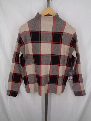 Suéter Top Tejido Cuello Simulado Cuadros Rachel Zoe Talla Mediana Preppy Nuevo Foto 1 de 4