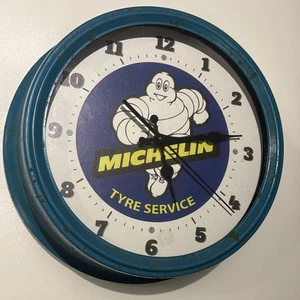 Michelin Tyre Service Wall Mounted Clock Blue Workshop Mechanic Timepiece - Picture 1 of 20