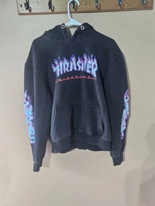 Thrasher Hoodie Sweatshirt Black Size M-L Relaxed Fit Cotton - Picture 1 of 8