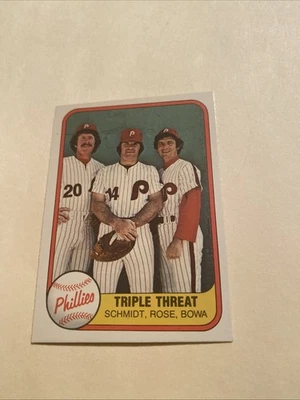 1981 Fleer - Mike Schmidt、Pete Rose、Larry Bowa #645 背面编号 — 第 1/2 张图片