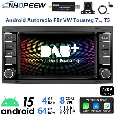 DAB+ 8Core 4+64G Android Radio Carplay Für VW Touareg 7L, T5 Serie mit GPS Navi - Bild 1 von 4