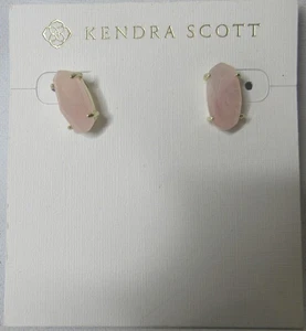 Kendra Scott Betty Gold Plated Stud Earrings Pink Drusy Quartz NOS NICE - Picture 1 of 5
