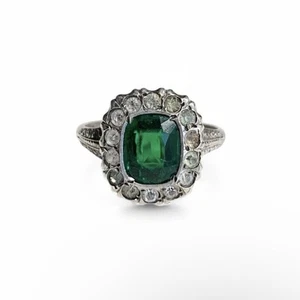 Clyde Duneier Sterling Silver Green Tourmaline and White Amethyst Cocktail Ring - Picture 1 of 2