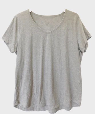 Camisa para dormir Charter Club para mujer talla XXL gris algodón cuello en V manga corta Foto 1 de 3