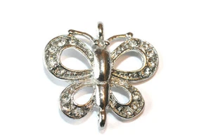 4pc Silver Butterfly Rhinestone Bracelet Connector Charm 1-3 day Shipping - Picture 1 of 2