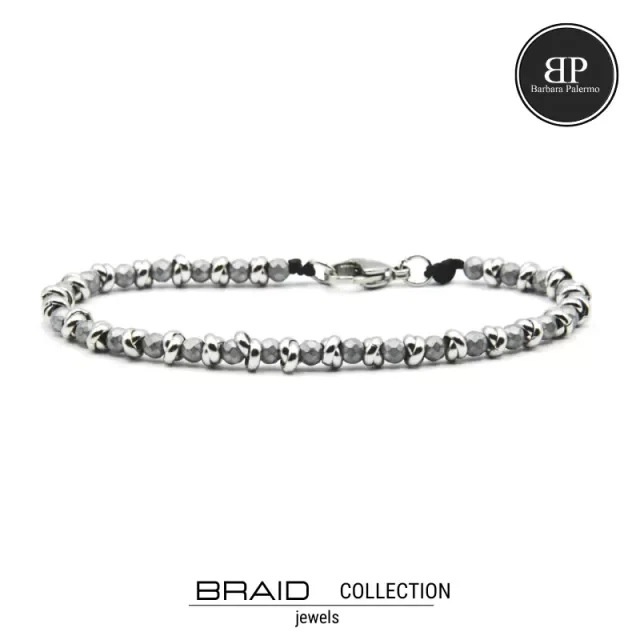 BRACCIALE NAUTICO ACCIAIO ED EMATITE BRAID ARGENTO - Immagine 1 di 1