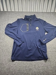 RLX Ralph Lauren Shirt Mens Med Blue Performance Pullover Ryder Cup Quarter Zip - Picture 1 of 14