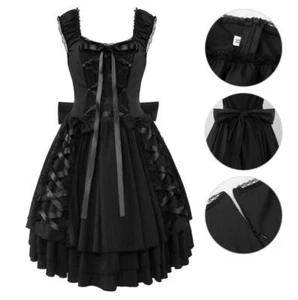 Women's Lace Up Bowtie Medieval Steampunk Victorian Dress Helloween Costume - Picture 1 of 7
