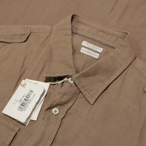 Brunello Cucinelli NWT Leisure Fit Button Down Casual Shirt Size M In Brown - Picture 1 of 11