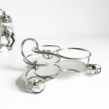 Portacarrello antico vittoriano argento massiccio set cruet 1867