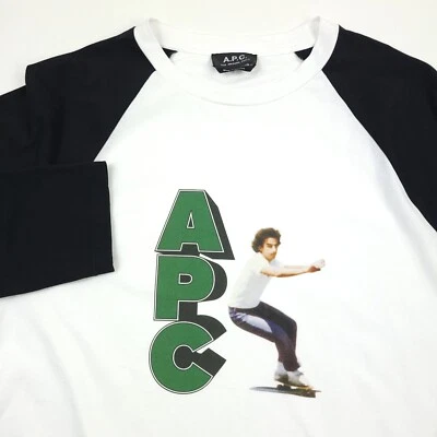 $165 APC Valerian Logo Raglan Black & White Graphic Tee T-Shirt Mens Size Large - Image 1 of 4
