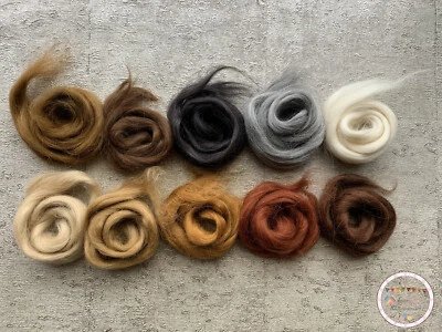Heidifeathers 'Dolly Mix' Mohair Wool Blend For Dolls hair + Animal Fur, Felting