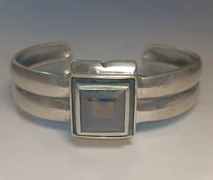 Silpada 925 Sterling Silver Faceted Smoky Quartz Cuff Bracelet - Picture 1 of 5