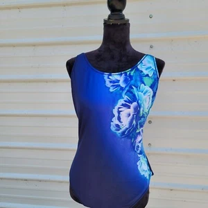 NWT ZOGGS Ecolast Navy Blue 1PC Floral ScoopBack Swimsuit Sport Swim Suit sz XL - Picture 1 of 10