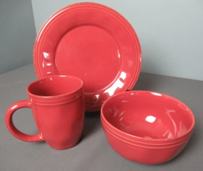 3 Pc Set Rachel Ray Red Cucina Stoneware - Plate, Mug & Bowl - j4 sb - Image 1 of 4