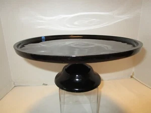 Midcentury Modern Black glass Cake stand Footed 11.75” wide Hard to find Vintage - Picture 1 of 10