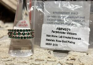 Bomb Party “Farmhouse Unicorn” Lab Created Emerald Rose Gold Size 10