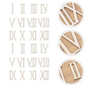 24pcs Wooden Roman Numeral Clock Shapes for DIY Crafts