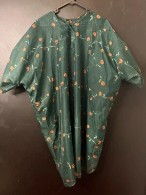 Blusa de caftán floral verde transparente vintage de los años 70 con escote de cerradura AU XL Foto 1 de 4