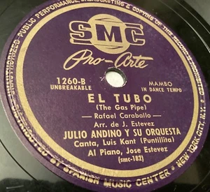 Julio Andino Y Su Orquesta "Pensar/El Tubo" SMC Pro Arte 1260 Bolero 78 rpm - Picture 1 of 4