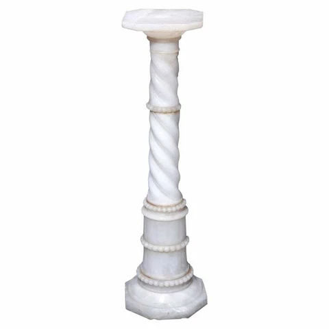 Antique Neoclassical Carved Alabaster Sculpture Display Pedestal Circa 1890 Cover