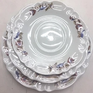 Chamart France Limoges Medium Saucer Brown / Blue Floral Motif - Picture 1 of 4